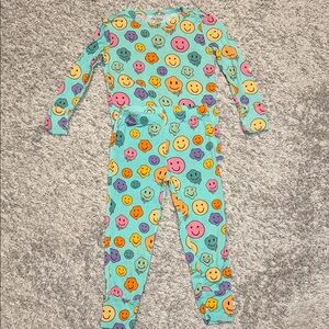 Posh Peanut Teal Pajama Set with Smiley Faces